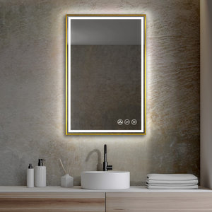Fogless, Dimmable, Color Temperature Adjustable LED Mirror, Brush Gold, 24x36
