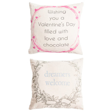 Dreamers Welcome/Valentine Linen Indoor/Outdoor Message Pillow