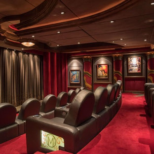 Home theater - traditional home theater idea in Dallas