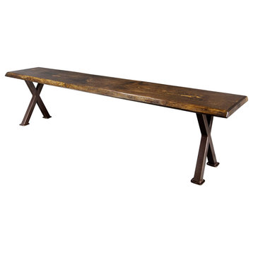 Big Sky Collection Live Edge Bench With Copper Creek X-Series Iron Legs, 5'