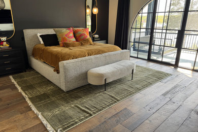 Example of a minimalist bedroom design in Charlotte