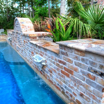 Rectangular Pool 3 - disappearing fountain and pergola