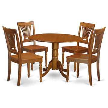 5-Piece Kitchen Nook Dining Set, Small Table and 4 Chairs, Saddle Brown