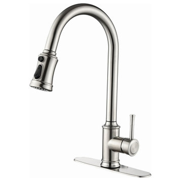 Touch Kitchen Sink Faucet With Pull Down Sprayer, Single-Handle, Brushed Nickel