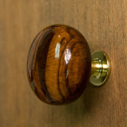 1-3/4" STRIPED BROWN PORCELAIN KNOB - Cabinet And Drawer Knobs