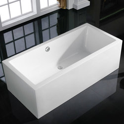 60" x 31" White Rectangle Free-Standing Soaking Bathtub - Bathtubs
