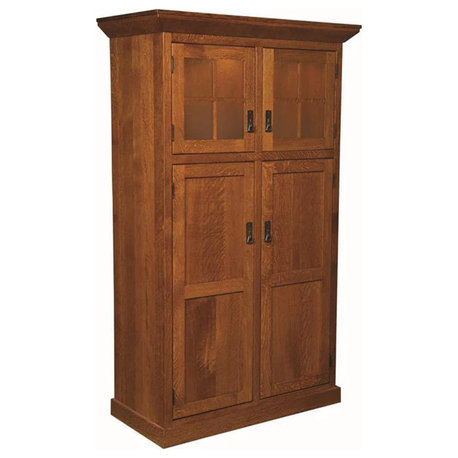 Oak Mission Double Wide Kitchen Pantry, Smoky Blue Oak