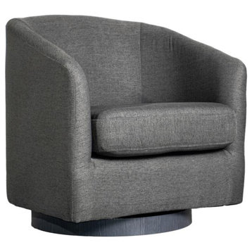 Landon Club Style Barrel Accent Armchair, Dark Gray