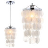 Cayla 7" Seashell Chandelier Pendant, White and Chrome
