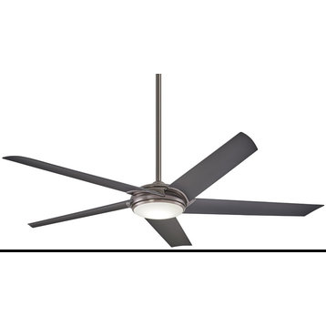 60" Ceiling Fan With LED, Gun Metal With Etched Opal Glass