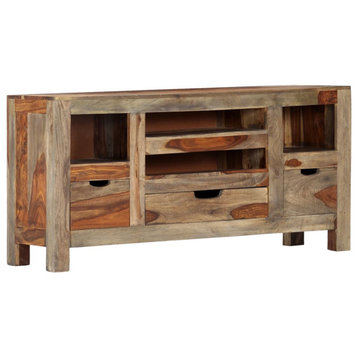 vidaXL Sideboard Buffet Cabinet Sideboard with Storage Gray Solid Wood Sheesham
