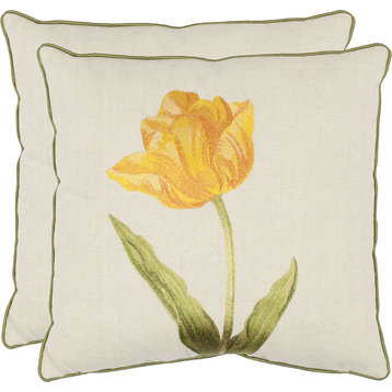 Meadow Pillow (Set of 2) - Gold, Polyester, 18"x18"
