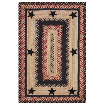 Homespice Decor 5 x 8' Rectangle Primitive Star -Gloucester Jute Braided Rug