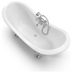 Canyon Bath - Taylor 71-inch Double Slipper Cast Iron Bathtub, Floor Mount_polished Brass_ball - Taylor is a double slipper cast iron tub custom-made just for you with a choice of lion feet or ball feet. The symmetrical curve is designed for reclining and makes a nice centerpiece for any bathing area.