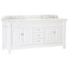 Bretton White Bathroom Vanity With Marble Top, 72"