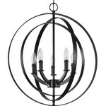 Progress Lighting - Equinox Collection Black 5-Light Sphere Pendant - Inspired by astronomy, you will love the ethereal design experience in this elegant pendant. Divine concentric rings pivot for an otherworldly demeanor. The smooth, stunning light bases and rings are coated in a gorgeous black finish.