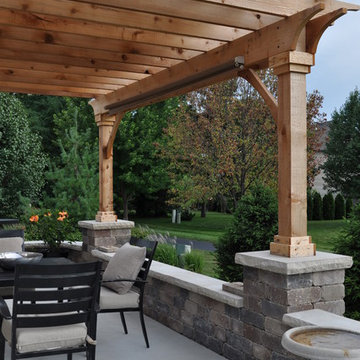 Yorkville - Pergola with Seat Wall & Driveway Borders