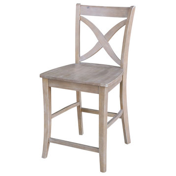 Vineyard Counter Height Stool, Washed Gray Taupe, 24"
