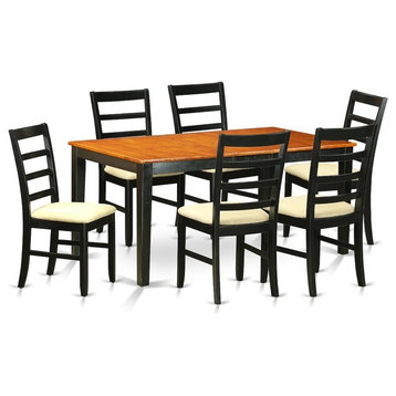 7-Piece Table Set, Dining Table and 6 Wood Chairs With Cushion