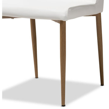 Chandelle Modern and Contemporary White Faux Leather Upholstered Dining...