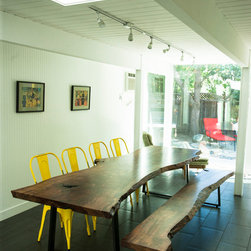 Live Edge Walnut Dining Table // Trapezoid Legs - Dining Tables