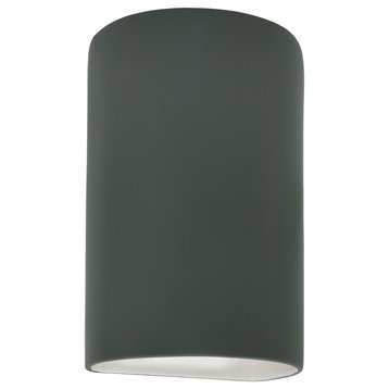 Ambiance Small Cylinder Outdoor Wall Sconce, Closed, Pewter Green, E26