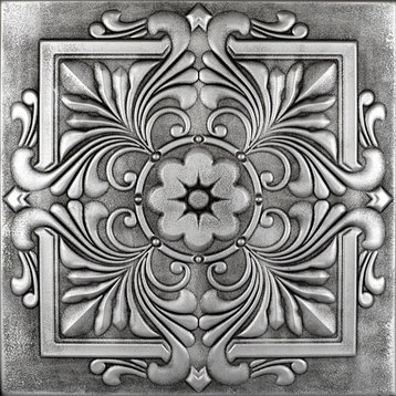 Victorian , Styrofoam Ceiling Tile, 20"x20", #R14, Antique Silver