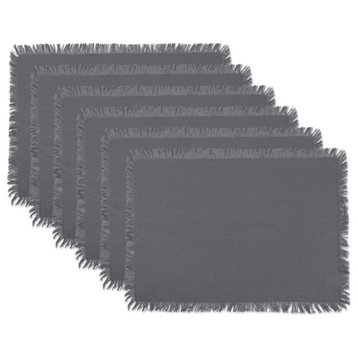 DII Solid Gray Heavyweight Fringed Placemat, Set of 6