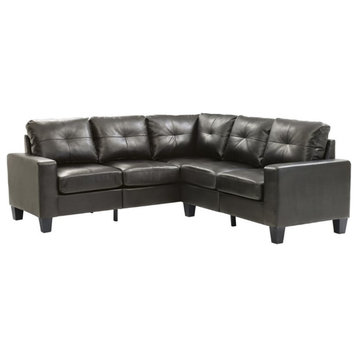 Glory Furniture Newbury Faux Leather Sectional in Black