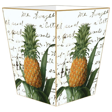Pineapple on Script Wastepaper Basket, Flat Top