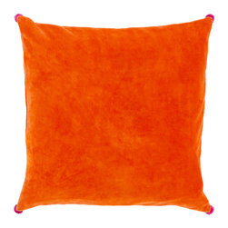 Cotton Velvet Pillow, Tangerine - Decorative Pillows