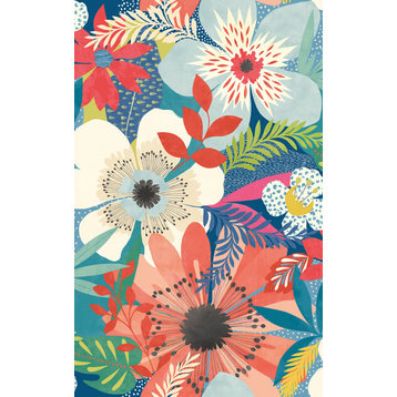 Janis Indigo Floral Riot Wallpaper, Bolt