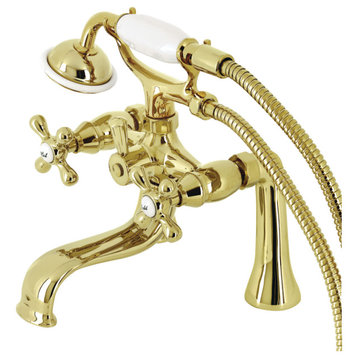 KS228PB Deck Mount Clawfoot Tub Faucet With Hand Shower, Polished Brass