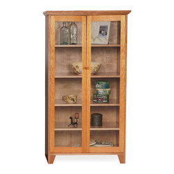 Custom Shaker Bookcase Full Glass Doors - Bookcases