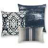 Distressed Indigo Double Sided Indoor/Outdoor Performance Pillow, 20"x20"