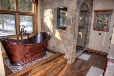 Inspiration for a rustic bathroom remodel in Denver