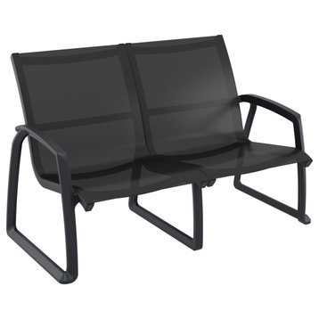 Pacific LoveSeat With Arms Frame Sling, Black