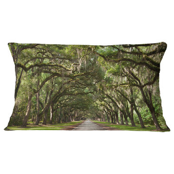 Live Oak Tunnel Photography Throw Pillow, 12"x20"