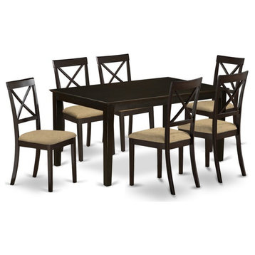 East West Furniture Capri 7-piece Wood Dining Table Set in Cappuccino
