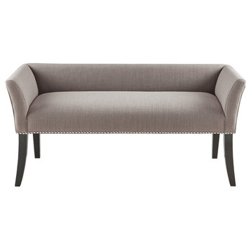 Madison Park Flared Low Arm Low Back Accent Bench Chair, Grey