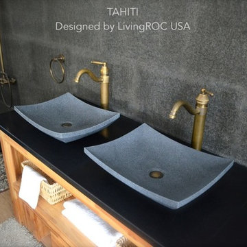 18'' GRAY GRANITE STONE CONTEMPORARY  BATHROOM VESSEL SINK-TAHITI
