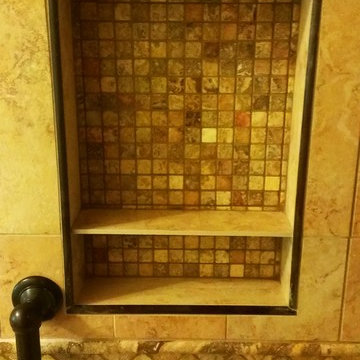 shower niche with oil bronze trim