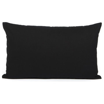 Solid Black Accent, Throw Pillow Cover , 20"x54"