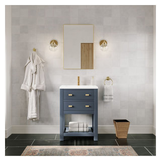 Aurora Blue 37 in. Vanity with Carrara Top