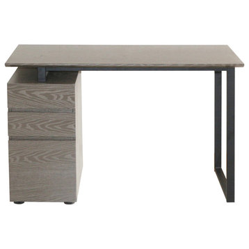 30H x 23.5W x 47.5D Grey Desk With Filing Drawers