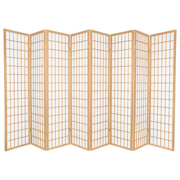 Modern Classic Room Divider, Wood Frame & Window Like Rice Paper Panels, Natural