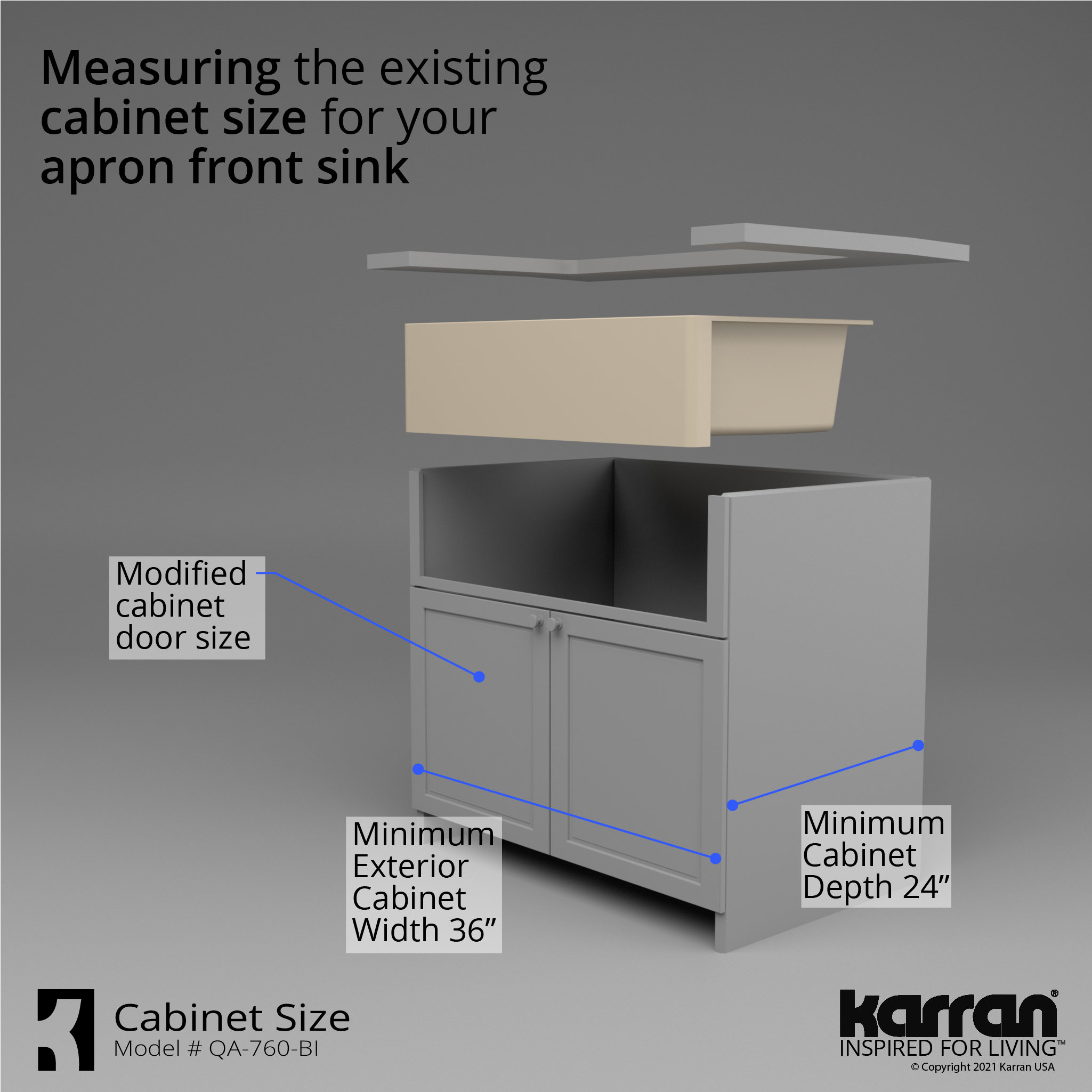 Karran Farmhouse Quartz 34" Double Offset Bowl Sink Kit, Bisque