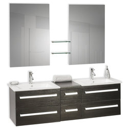 Modern Bathroom Vanities And Sink Consoles Madrid Floating Double Vanity With Mirrors, Black