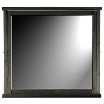 A-America Sun Valley 39.75" x 35.5" Rustic Solid Wood Frame Mirror in Charcoal