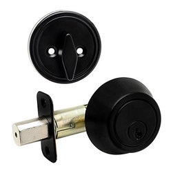 Designers Impressions - Villa Design Matte Black Door Lever, Deadbolt - Doorknobs